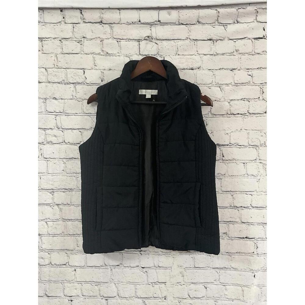 NY & Company Zip Front Puffer Vest Black Women Sz S NWOT
